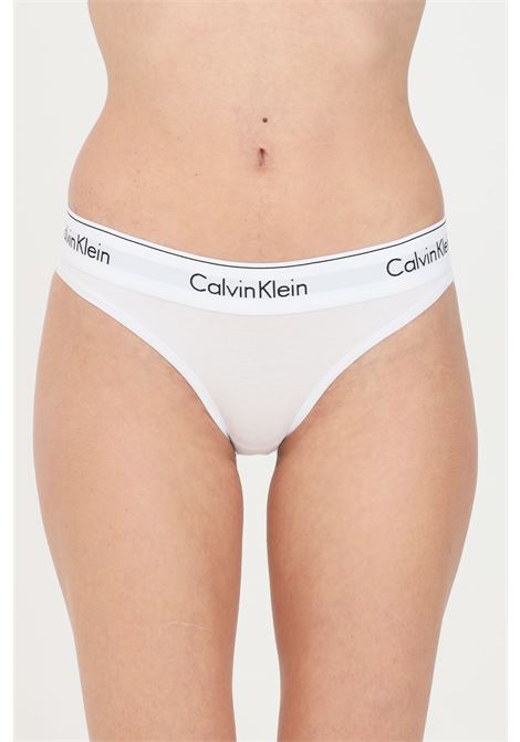 Slip bianco da donna con fascia elastica logata CALVIN KLEIN | 0000F3787E100